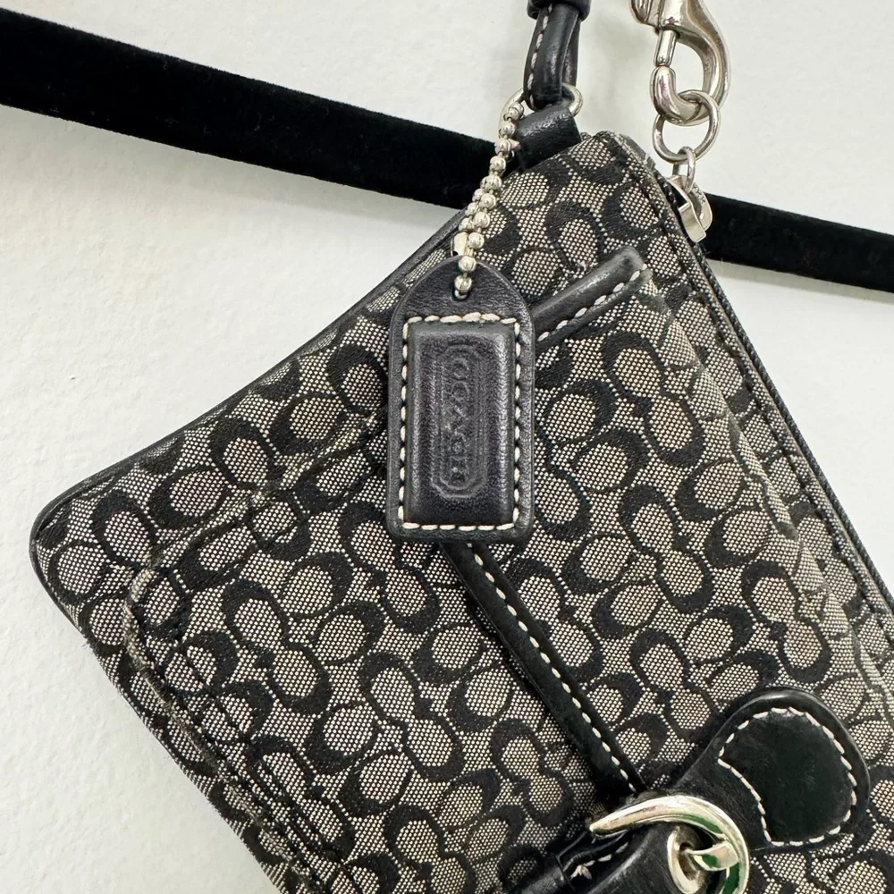 Coach Soho Black Mini Signature Wristlet